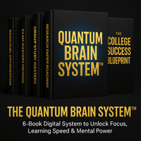 The Quantum Brain System™ 6-book digital system designed to unlock focus, learning speed & mental power.