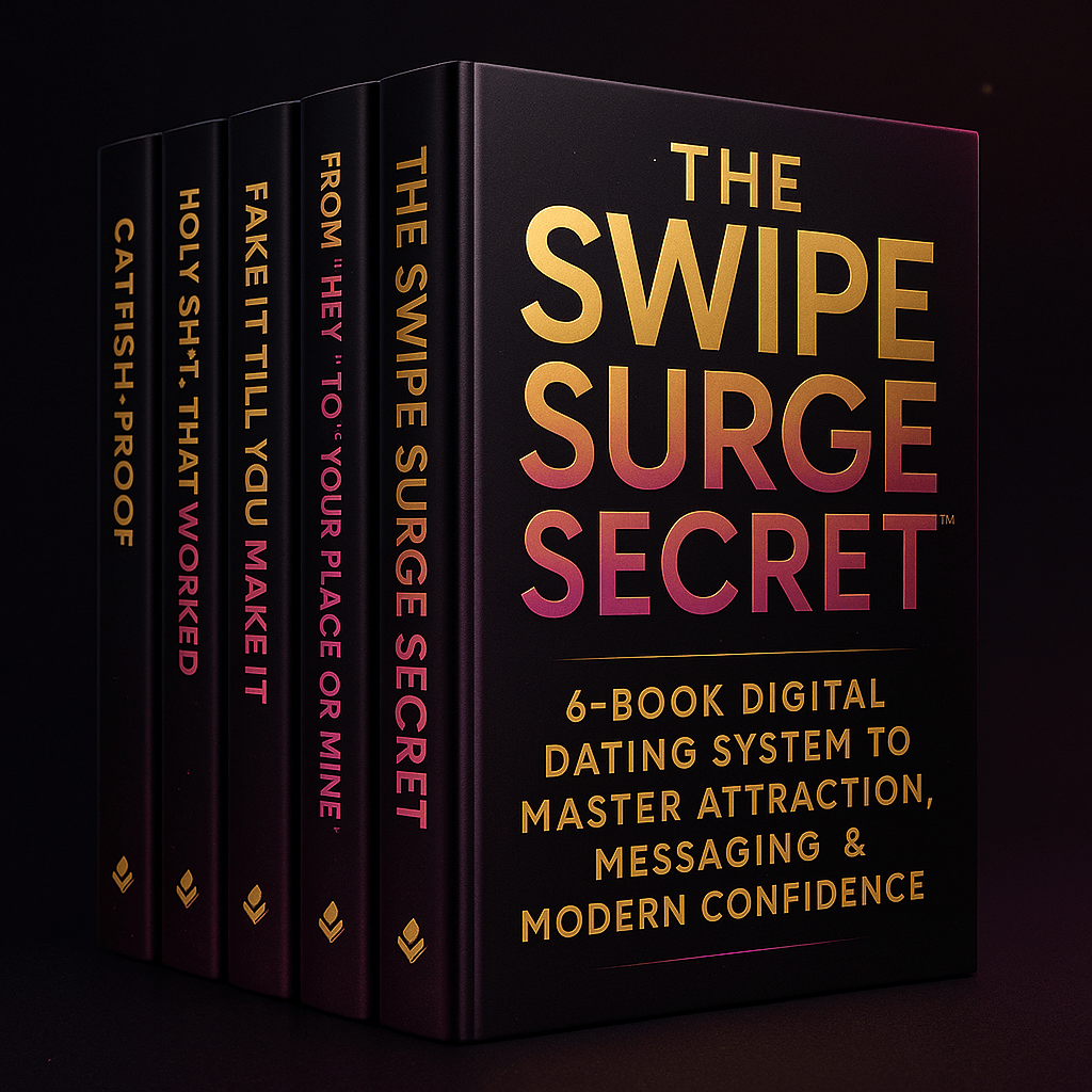 The Swipe Surge Secret™ – 6-book digital dating system to master attraction and messaging.
